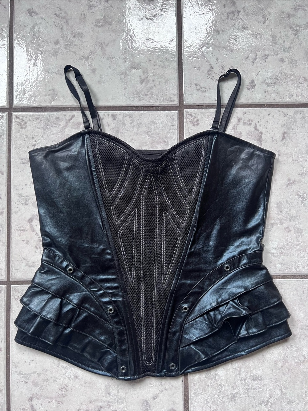 Lip Service Black Faux Leather Cyber Corset Top